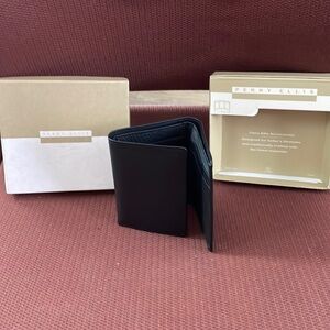 Perry Ellis Black Leather Tri-Fold Wallet